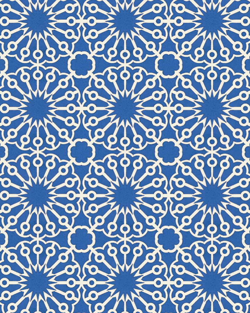 dekupážový papier s geometrickým vzorom modro biely