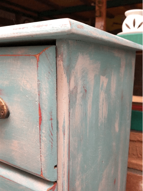 Modrá vintage komoda kriedová farba Annie Sloan Provence